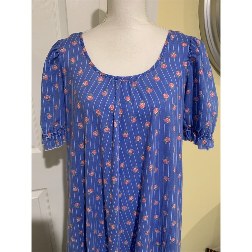Vintage ISLAND FASHIONS HONOLULU Womens Dress Sz 4 Blue Maxi Mumu Retro Hawaii - Picture 3 of 11